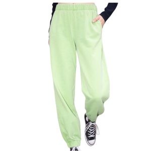 Brandy Melville Rosa Lime Green Sweatpants Cozy Pockets Casual S M L